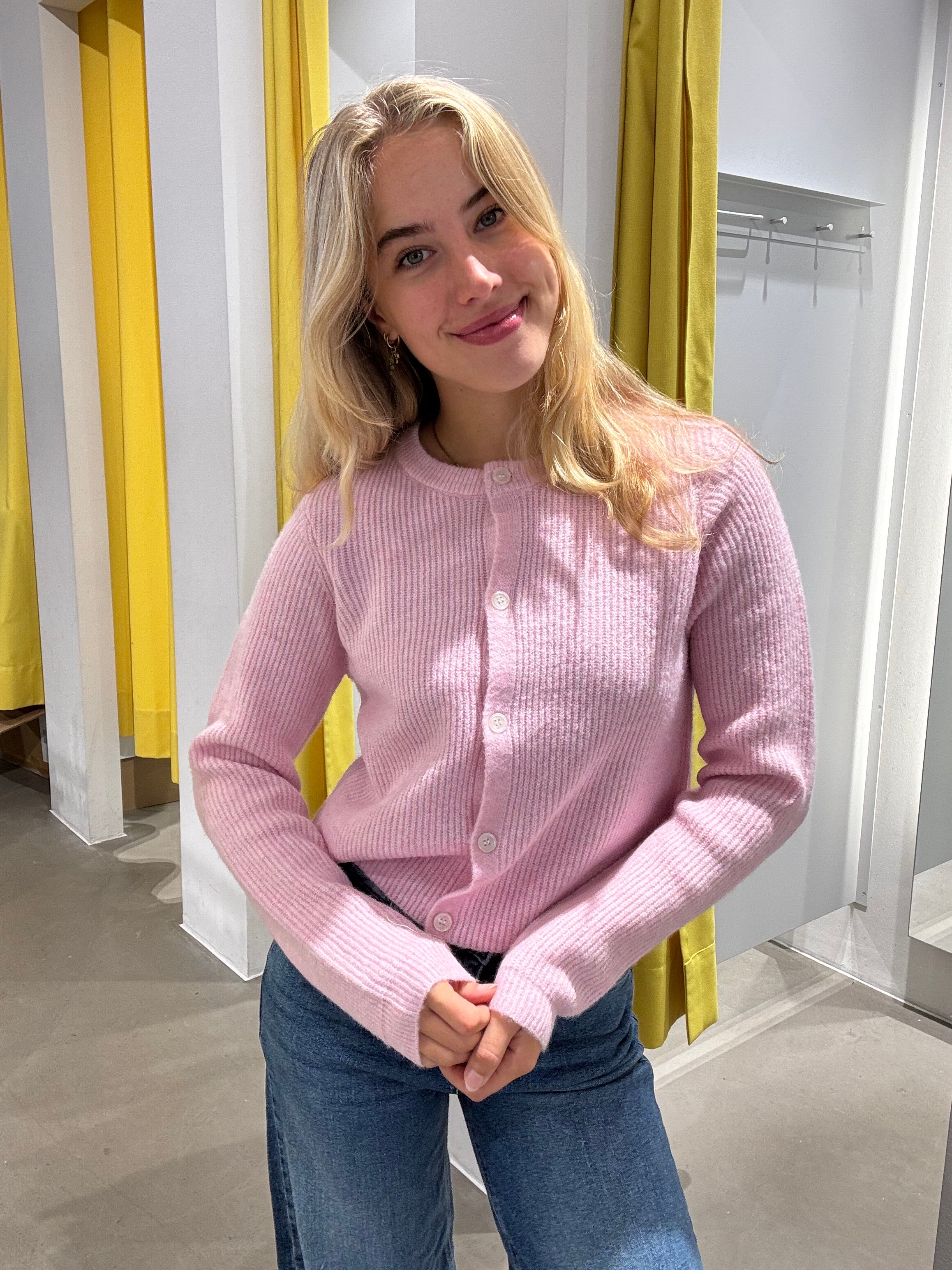 PCSILLY Knit Cardigan - Roseate Spoonbill